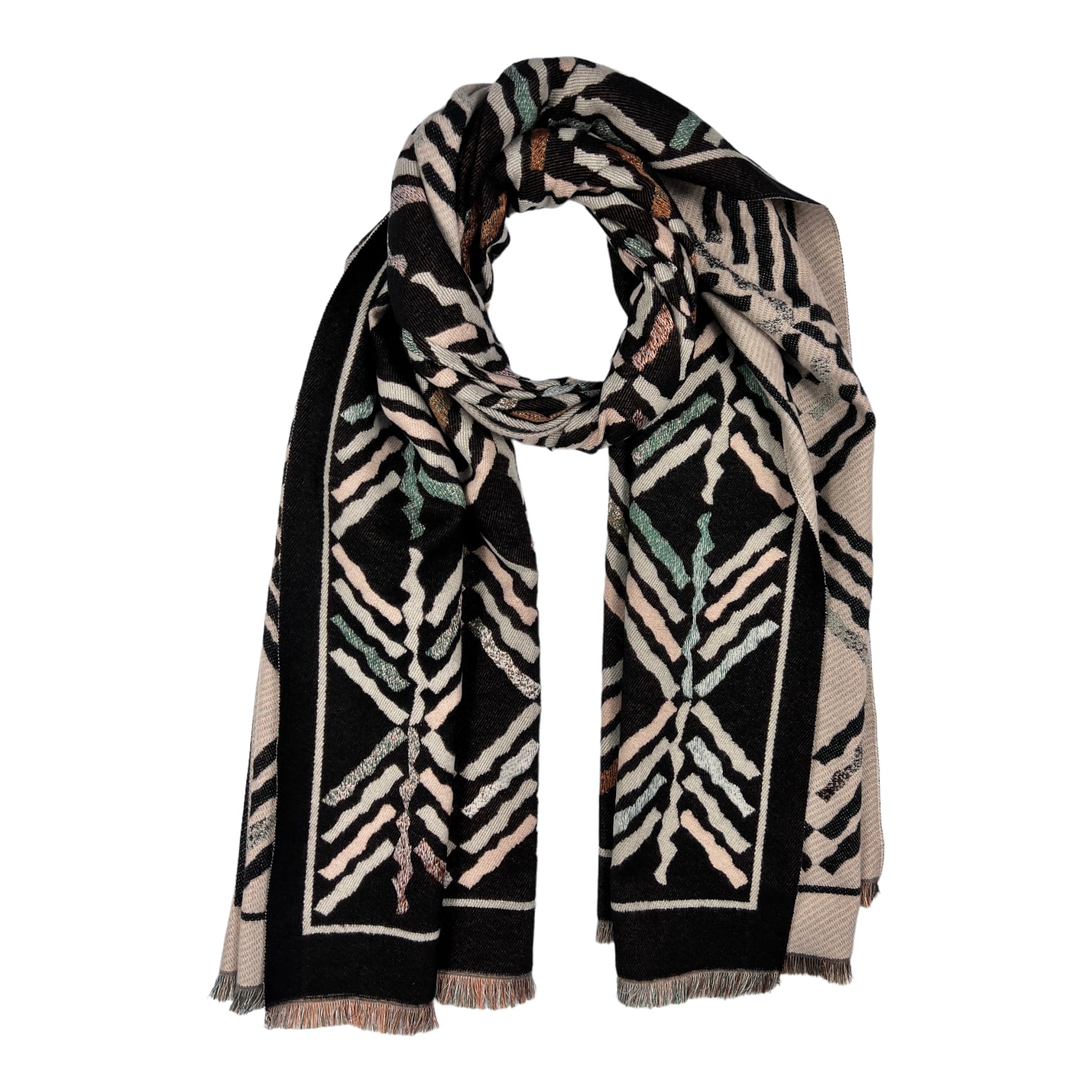 Zigzag Arrow Print Reversible Winter Scarf