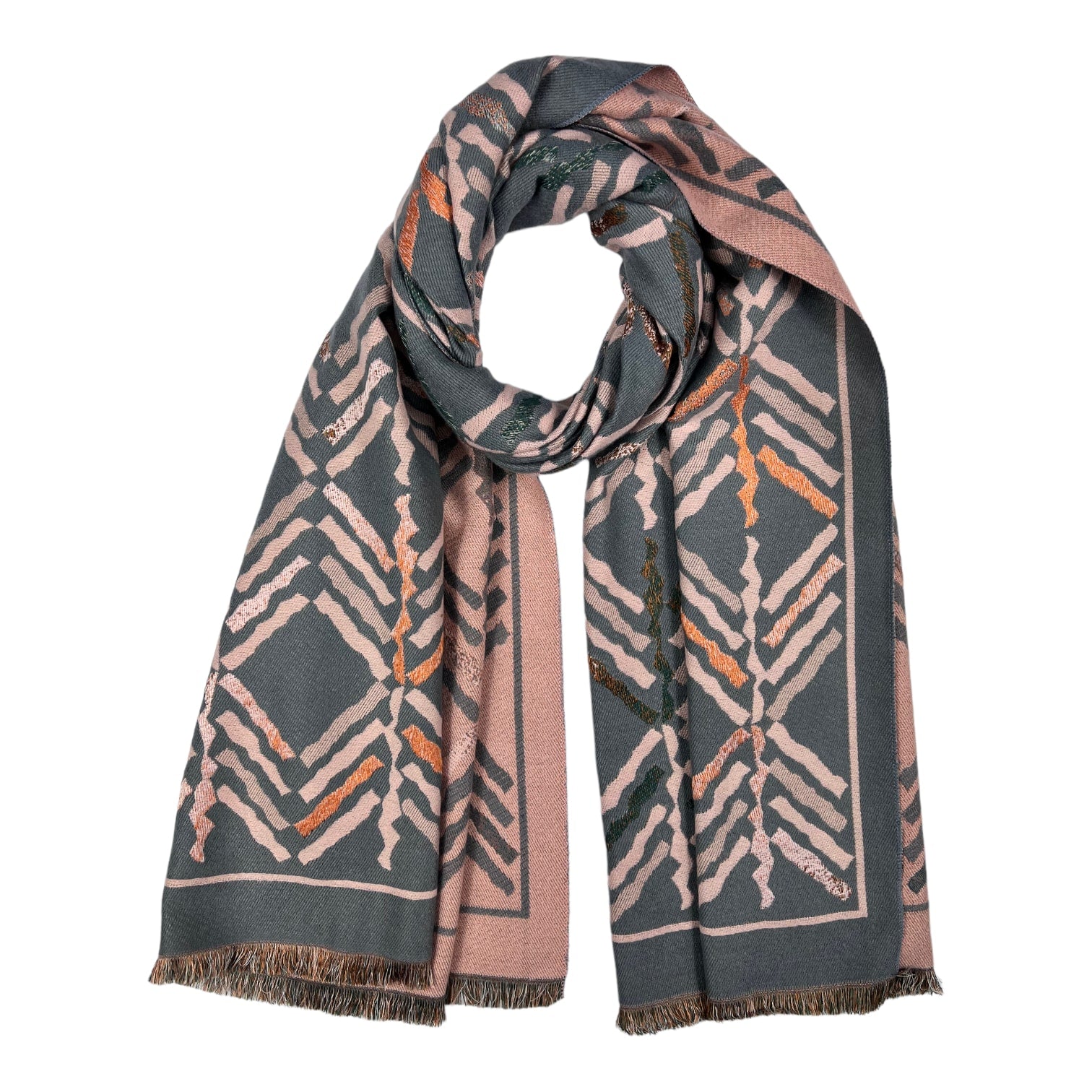 Zigzag Arrow Print Reversible Winter Scarf
