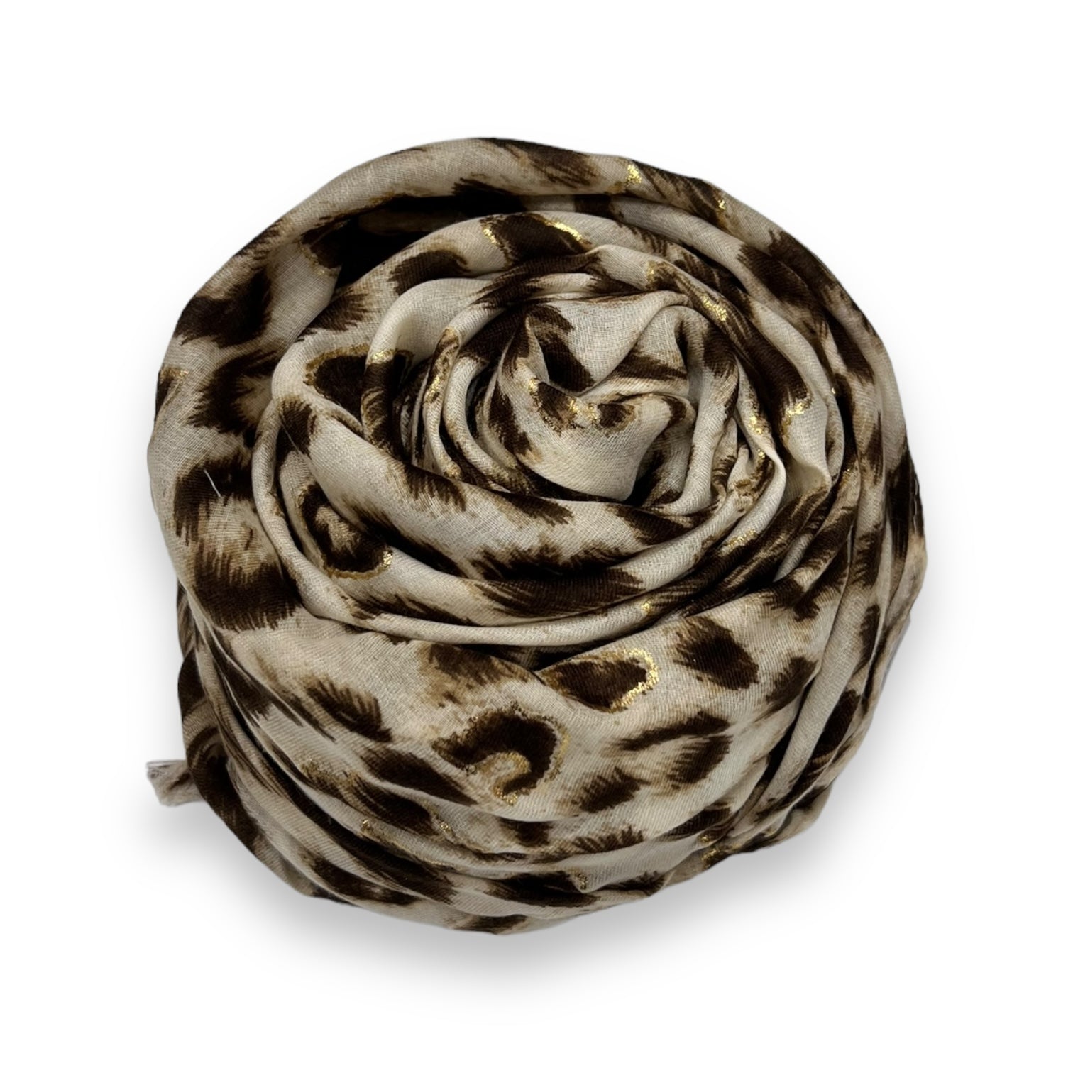 Leopard Print Scarf with Golden Lines