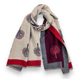 Tree Print Reversible Cashmere Blend Winter Scarf