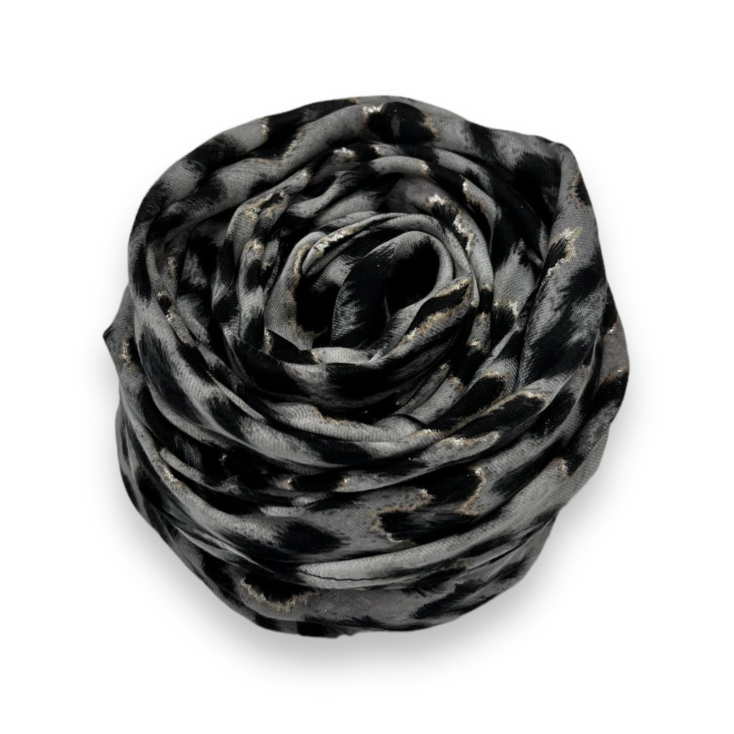 Leopard Print Scarf with Golden Lines