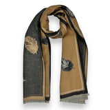 Feather Reversible Print Cashmere Blend Winter Scarf